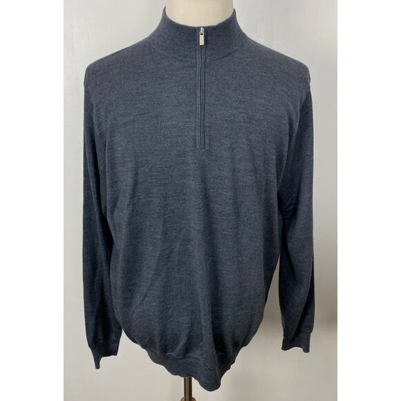 NEW Men Peter Millar Autumn Crest 1/4 zip merino wool pullover sweater ME0S01, L